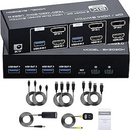 8K HDMI + Displayport KVM Switch 2 Monitors 2 Computers Dual Monitor KVM Switcher PC Extended Display for 2 Port Share 4 USB 3.0 Support 4K@120hz 8K@60hz-image-34
