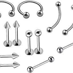 ANTIQUE STAINLESS STEEL QUALITY PIERCING EARING FOR MEN AND WOMEN 12PIECE COMBO -SILVER Steel Stud Earring, Hoop Earring, Huggie Earring-image-63