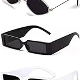 Unisex Combo offer pack of 5 shades glasses Black Candy MC stan Rectangle Retro Vintage Narrow Sunglasses Women::Men Small Narrow Square Sun Glasses Combo offer pack of 5 - MC-755-image-78