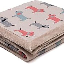Pluchi Scottie Dog Cotton Knitted Blanket with Faux Fur Back for Kids in Shell Color (152 cm x 228 cm)-image-58
