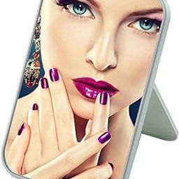 VELINEX® Foldable Makeup Mirror with Stand, Small Portable Desktop Makeup Mirror for Table top, Bathroom, Desk, Bedroom (Light Blue)-picture-0