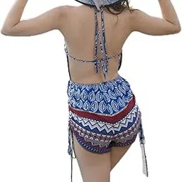 snappsy Vintage Boho Printed One Piece Swimsuit Swimwear Monokini Bikini Blue S-picture-8
