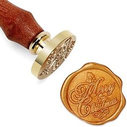 Mceal Wax Seal Stamp, Brass Seal with Wooden Handle, Merry Christmas-picture-29