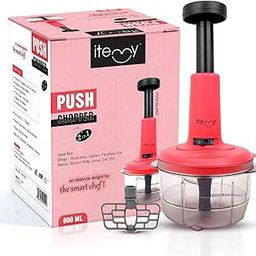 Itemy Premium 2 in 1 Push Chopper 800ml | Manual Vegetable Cutter with Stainless Steel Blades | Easy Hand Press Food Chopper for Onion, Garlic, Salad, Fruits & Nuts | BPA-Free & Compact Design (1)-image-18