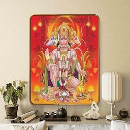 Livin'luxe Panchmukhi Hanuman Ji Wall Painting with Golden Frame | Sparkle Laminated Religious Wall Art for Pooja Room & Home Decor | MDF Board Divine Blessings Artwork (13.5 x 19.5 Inch) MG01-36002-image-8