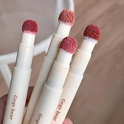 Gege Bear Velvet Matte Lip Glaze | Powder-Cream Liquid Lipstick | Long-Lasting Non-Sticky Wear | Lightweight & Moisturizing Texture | Versatile Soft Glam Shades Nude Dream Brown & Peach Tones | Hydrating Finish Lipstick With Sponge Brush (04# Peach, 2g)-6