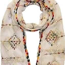 Sequence Mirror Work Multi Colored Embroidered Chiffon Dupatta for Womens & Girls-image-88