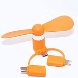 QAWACHH Mobile USB Fan 3 in 1 Orange Colour For Android-iPhone And Type c-picture-21