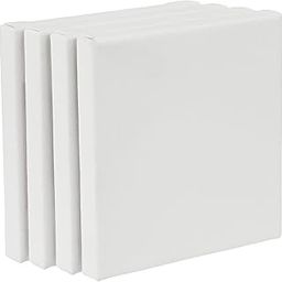 Amazon Brand - Solimo Medium Grain Cotton Stretched Canvas with Wooden Frame, 6 x 6 inch, Set of 4-63
