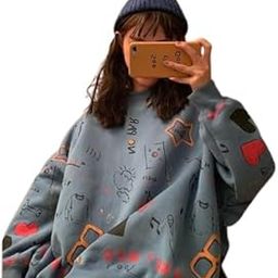 Korean Harajuku Cute Pattern Sweater – Streetwear Punk Jumper Top, Size Tracksuit Ins Style (in, Alpha, L, 1, Purple)-image-4