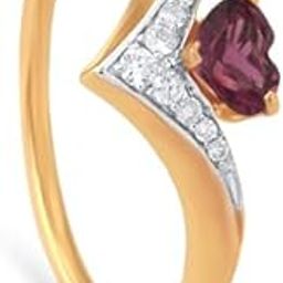 Yellow Gold Pink Garnet & Diamond Radiant Heart Ring-picture-3