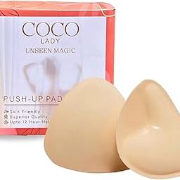 Premium Sticky Pushup Bra Pad Inserts for Women | Reusable Adhesive Cups for Instant Lift & Volume| Skin-Friendly, Seamless Fit, Sweatproof | for Backless, Strapless Outfits | Nude, 1 Pair-image-87