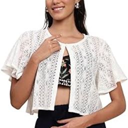 Women Cotton Graphical Lace Cover Up Shrug Cardigan UNBZZ-SG-1070-WHTNWFLY-image-25