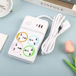 Uranus 4 Way Universal Plug Adapter Multi Plug Extension with 2 USB, 1 type C 10A Wall Socket Power Extender Wall Multi plug (White)-picture-10