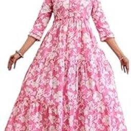 Maternity Dress for Expecting Moms – Baby Pink Cotton Dress with White Floral Print, Round Neck, Soft & Breathable Pregnancy Dress-image-37