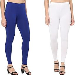 Plain Ankle Length Leggings Combos for Women Blue & White Color (Set of 2)(2xRL_PT_104009_2_bazr-picture-17