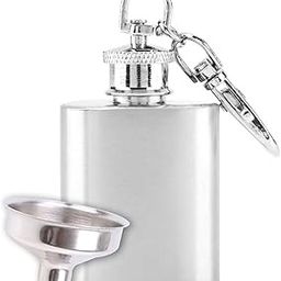 PROTOS INDIA.NET ™ Mini Hip Flask with Funnel Stainless Steel Silver Pocket Keychain Drinks Wine Whiskey 30 ml-27