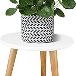 Kundi Elegant Vintage Wooden Folding Table - Round Shape, Ideal for Living Room, Kids Play Area, End Table, Plant Stand, or Stool (White)-image-51