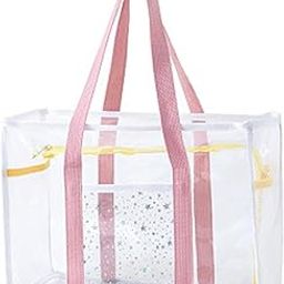 ™ Clear Tote Bag Gym Bag Female PVC Beach Tote for Swimming Working Sports Game Pink | Womens Handbags & Bags-8