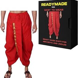 Dwarkadhish Fabrics Men's Readymade Elastic Silk Dhoti, Comfortable Pre-Stitched Dhothi-image-2