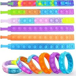 VGRASSP Pop It Fidget Sensory Toys, Stress Relief Silicone Pressure Relieving, Squeeze Novelty Gifts for Kids Children Adults - Color As Per Stock (Hand Band - Pack of 12)-13