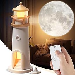 Moon Lamp Projector Night Light, Lighthouse Decor Light Night Light for Kids,Moon Light Galaxy Projector Rechargeable LED Aesthetic Table Lamp Christmas Birthday Gifts for Kids Boys Girl-image-99
