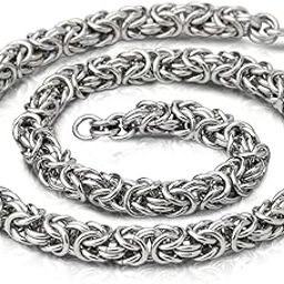 peora Silver Plated Stainless Steel Fancy Byzantine Chain Stylish Fashion Jewellery Gift for Men-picture-28