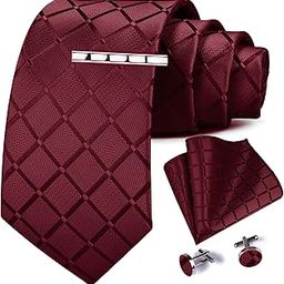 3.15"（8cm） Men's Tie Fashion Necktie Clip and Pocket Square Cufflinks Sets-image-72