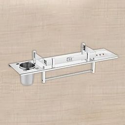 CSI INTERNATIONAL 4-in-1 Stainless Steel Bathroom Shelf Rack | Wall Mounted Organizer with Towel Rod, Soap Dish, Toothbrush Stand & Tumbler Holder | Bathroom Accessories for Home (15 x 5 Inch)-image-13