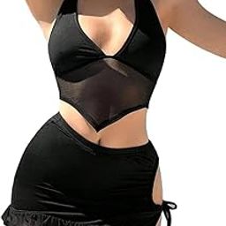 Women Babydoll Nightwear Lingerie, Swimwear Beachwear Sheer Honeymoon Lingerie with Bodysuit Set Chrismas Bikini New Hot Babydoll Valentine, Free Size.-image-73