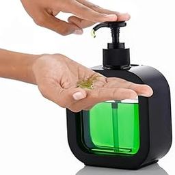 HUJOO 300ml handwash Dispenser Bottle - Liquid Soap, Dish Soap, and Shampoo Pump Dispenser for Kitchen Sink, Bathroom- Refillable soap Dispenser for wash Basin, Kitchen Items for Home (Black)-image-32