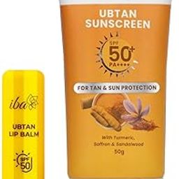 Iba Ubtan Lip Balm (4.5g) + Ubtan Sunscreen (50g) Combo | Repairs Damaged Lip | Non-Sticky | Lightweight | For UVA & UVB Protection | Suitable for All Skin Types-image-43