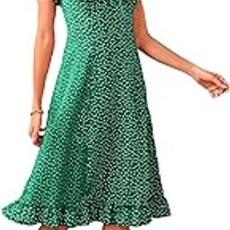 Women's Polyester Printed A-line Square Neck Half Sleeve Knee-Long Dress (Dress Momo)-image-80