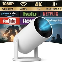Mini Projector with WiFi 6 and Bluetooth 5.4, 4K 1080P Supported Portable Smart Projector with Air Mouse Remote, 40–200" Display, 180° Rotatable Design, Home Outdoor Movie Projector for HDMI/USB/Phone-image-94