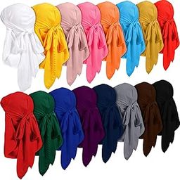 16 Pieces Velvet Wave Durag Cap for Men Women Soft Velvet Waves Durag Headwraps with Long Tail Headwrap Durag Turban Hat Wide Straps Durag Pirate Hat for 360 Waves, 16 Colors-image-82