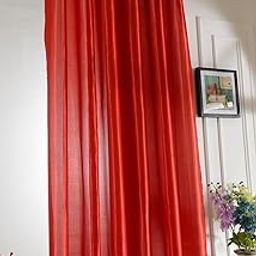 MagiDeal Beautiful Sheer Window Elegance Solid Color Curtains/drape/panels/treatment - red, 100x200cm-image-41