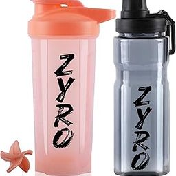 Zyro Gym Shaker Bottles Combo - Pack of 2 100% Leakproof Protein Shaker | BPA-Free Sipper Bottle with Mixing Ball | Gym, Fitness, Sports, Pre & Post Workout Supplement Shaker,Peach,Black-image-41
