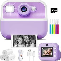 Instant Camera, Front Rear Dual Selfie Kids Camera with 1080P Videos, Holiday Birthday Gifts for Kids Age 3-12, Toddler Portable Travel Print Digital Camera Toy for 4 5 6 7 8 9 Year Boys Girls-3