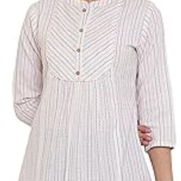 Women's White Weaved Cotton A-Line Top-picture-8
