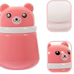 Cute Bear Baby Powder Puff Container with Box, Non-Toxic Travel-Friendly Design, Skin-Friendly Material, Pink and Blue-2