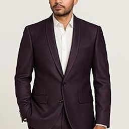 Men's Formal Black Tuxedo Suit, 2 Piece Slim Fit with Shawl Lapel (in, Numeric, 40, Voilet)-picture-29