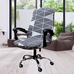 UJEAVETTE Computer Office Chair Cover Swivel Office Armchair Slipcover for Boss Chair Geometry Style-image-15