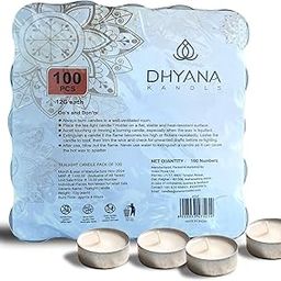 Dhyana Kandls Tealight Wax Candles - Unscented - Paraffin Wax - 4 Hours Long Lasting Burn Time - Smokeless, Dripless & Non Toxic Candles for Home Decor - White (100)-image-56