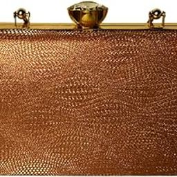 Evening Clutch Purse for Women, Rose Gold Metallic, Chain Strap, Textured Design-image-2