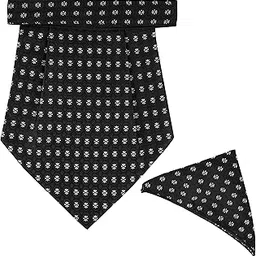 calixto Rajput Men's Cravat - 100% Polyester Microfiber Cravats With Pocket Square, Casual Accessory (Black & White Dotted)(Pack Of 2)-picture-20