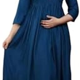 Women's Anarkali Comfortable Maternity Feeding Kurta Dress with Both Side Zippers | Pre and Post-Pregnancy & Nursing Mom Dress-image-81