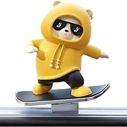 REWOP Skateboarding Panda Car Dashboard Figurines –Auto Sliding Motion Decor, Cool Sliding Car Accessory, Fun Car Interior Decoration Accessories (Yellow)-picture-15