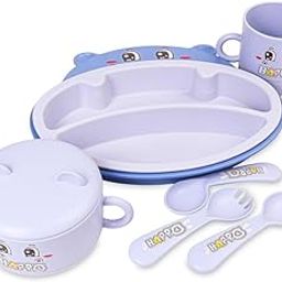 NeedfulNest Kids Dinner Set | Baby Plates, Bowls, Spoons for Easy Feeding | Child-Friendly Tableware, Easy to Clean | Durable, Safe & BPA-Free | Perfect for Toddlers & Babies - Hippo-27