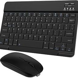 Ultra-Slim Small Bluetooth Keyboard and Mouse Combo Portable Rechargeable Wireless Keyboard for Android Tablet Cell Phone Samsung Smartphone iPhone iPad mini Pro Air 10.2 10.9 11 12.9 13 inch (Black)-4
