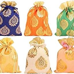 Bharat Stores Sadar Bazar Designer Fabric Ambipan pata potli Batwa Bag Bridal Purse Women handbag Shagun Pouch Return Gifts MultiColor-image-3